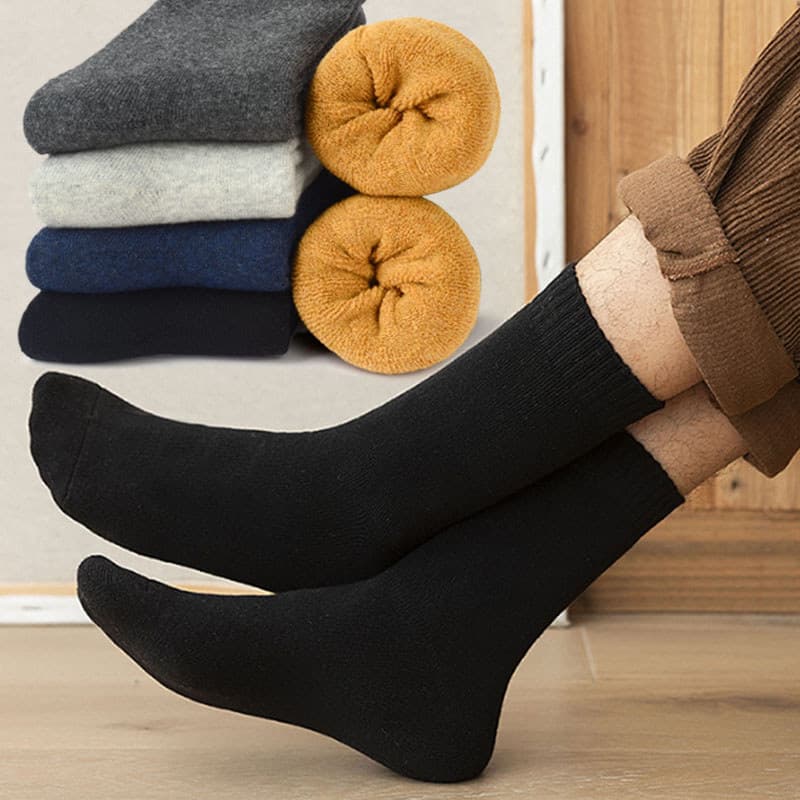 Meias masculinas meias de tubo médio inverno quente grosso toalha meias cor sólida estilo esportivo Terry meias outono i