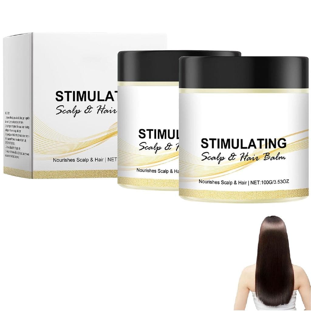 2PCS Bálsamo Estimulante para Couro Cabeludo e Cabelo, Nutre o Couro Cabeludo e o Cabelo, Mistura de Manteiga de Karité