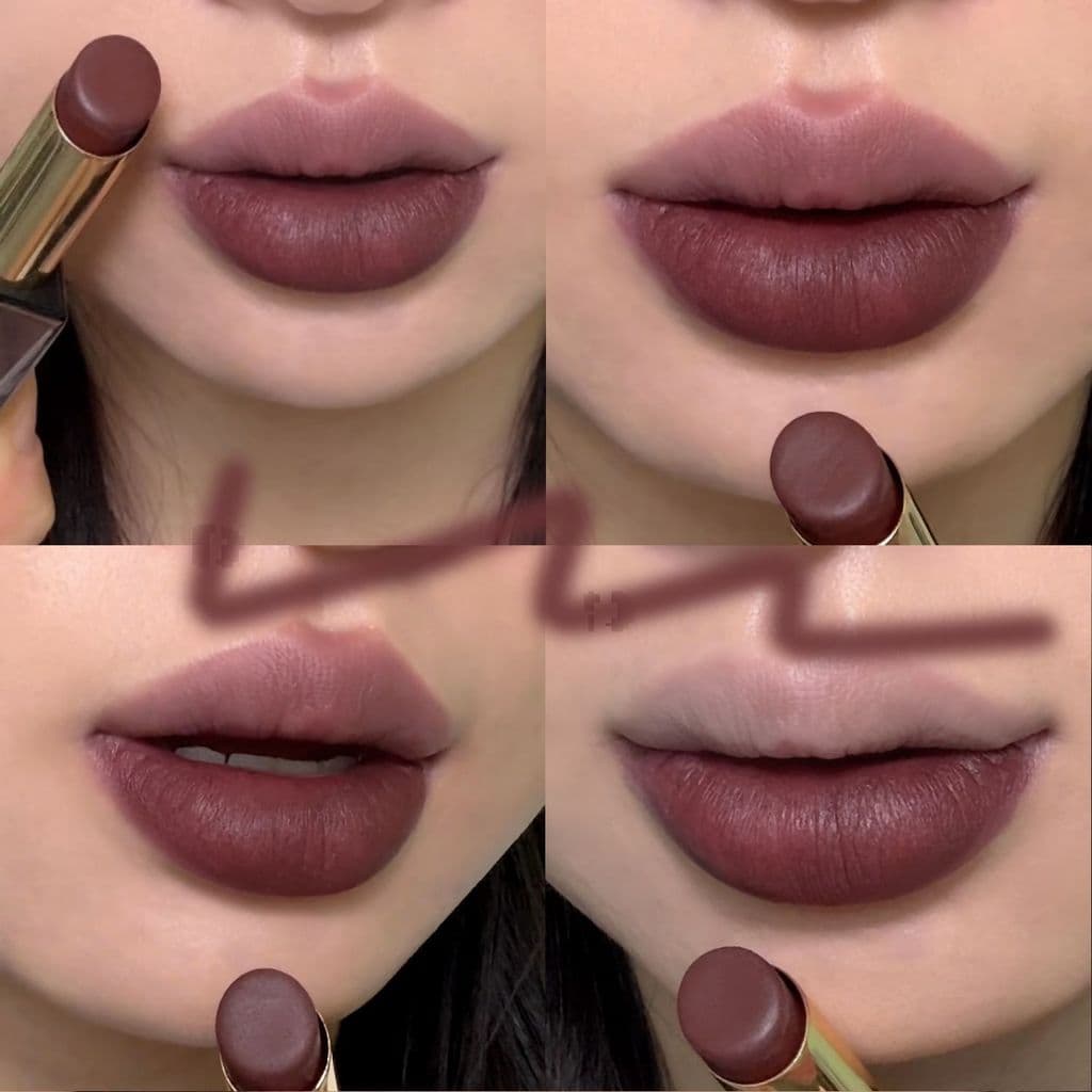 Batom Vinho Tinto/Batom Roxo Escuro/Batom Fosco/Estilo Europeu Americano/Branqueador