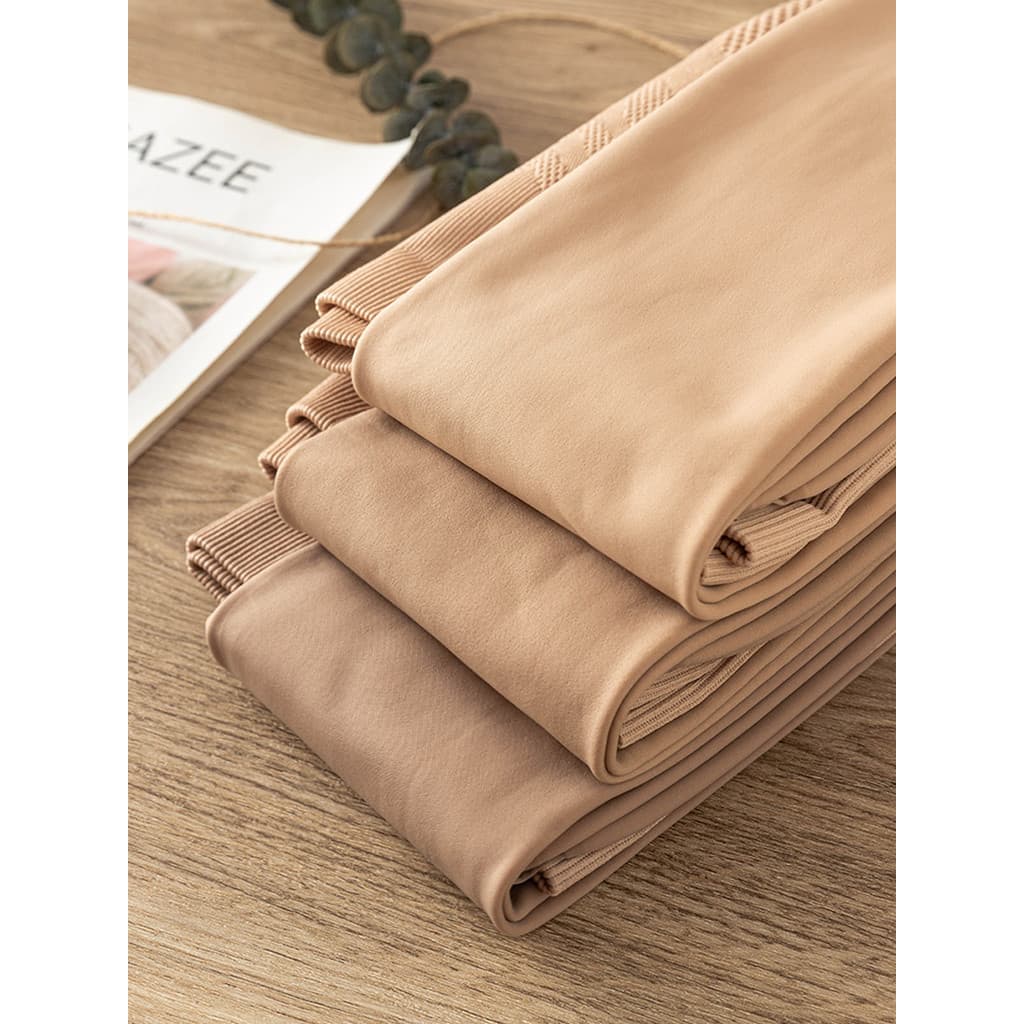 Cintura alta barriga-estreito cor de carne Leggings feminino exterior usar fino veludo brilho de água meia-calça outono