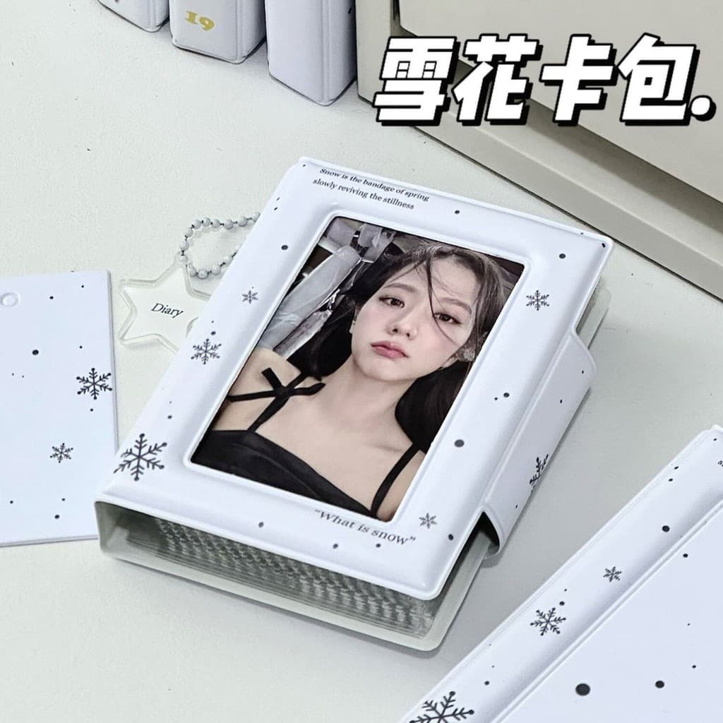 Ins estilo branco floco de neve titular do cartão Yigongge 10cm estudantes amor feijão Photocard armazenamento menina es