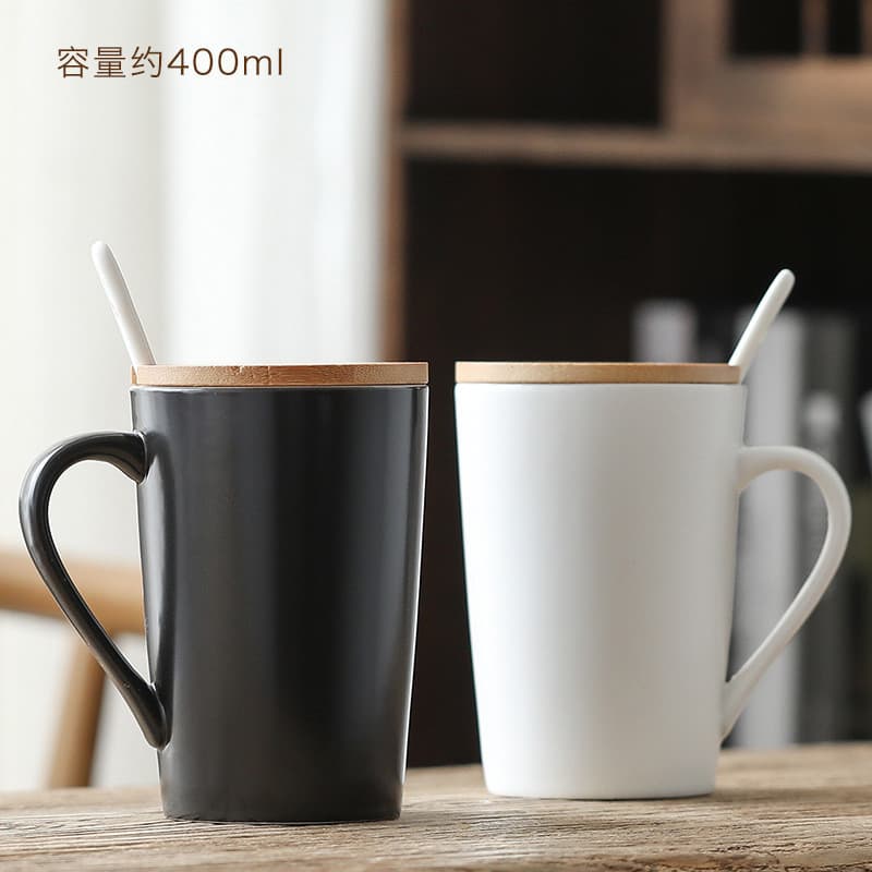 Copo de cerâmica para hotel com tampa e colher, caneca simples, copo para água, copo para café, copo para enxaguante buc