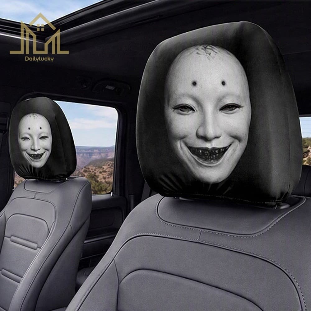 2 Peças Capa De Encosto De Cabeça De Carro Elástica Lavável Impressa Protetor De Descanso Respirável [Dailylucky.br-DLY]