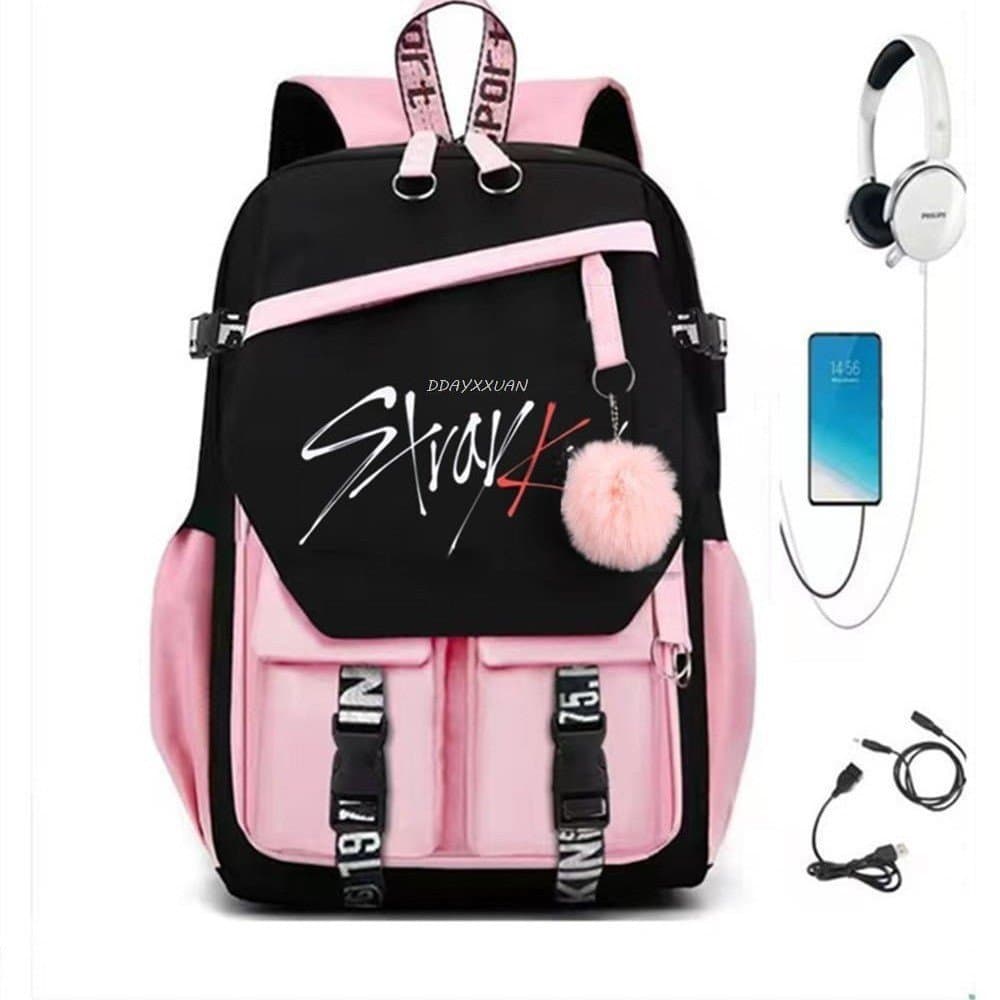 Versão coreana da mochila escolar Stray Kids com carregamento USB GRNO CGAR