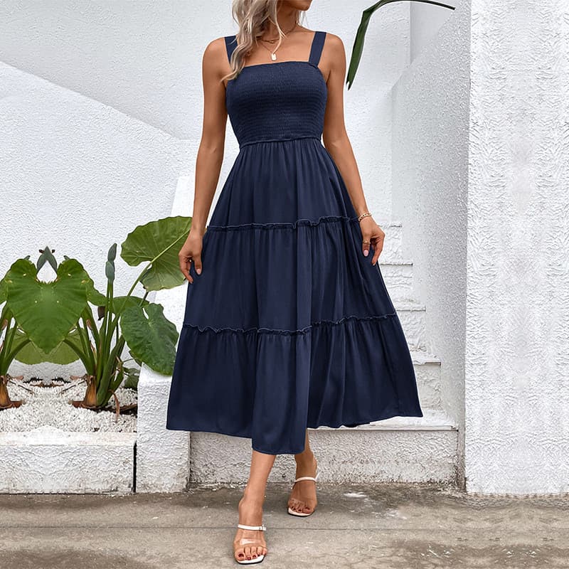 Novo produto transfronteiriço 2026 verão multicolorido feminino transfronteiriço elástico sem alças estilingue vestido d