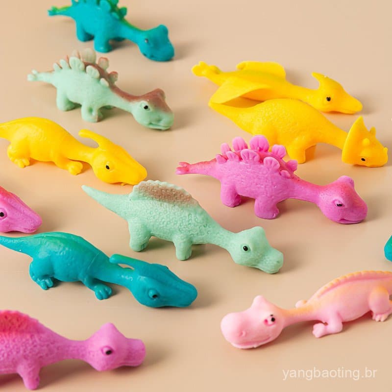 20pcs Dedos Dinossauro Catapulta Pegajosa Colorida Descompressão Criativa Brinquedos Para Ventilar Um Interesse Presente