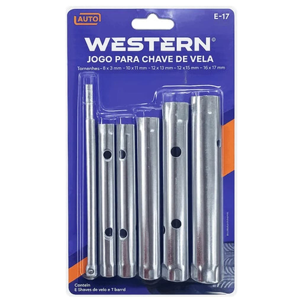 Jogo 5 Chaves Vela Barra Western 8-9 10-11 12-13 14-15 16-17mm Kit Ferramenta