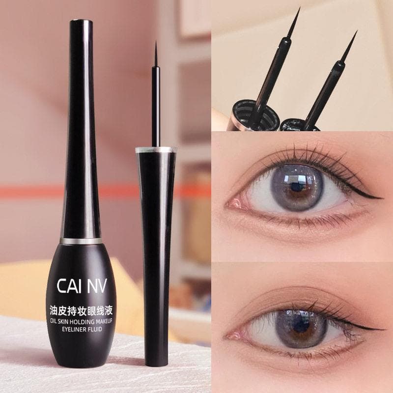 Cai delineador líquido feminino, à prova d'água, à prova de suor, sem manchas, de longa duração, cabeça de escova macia