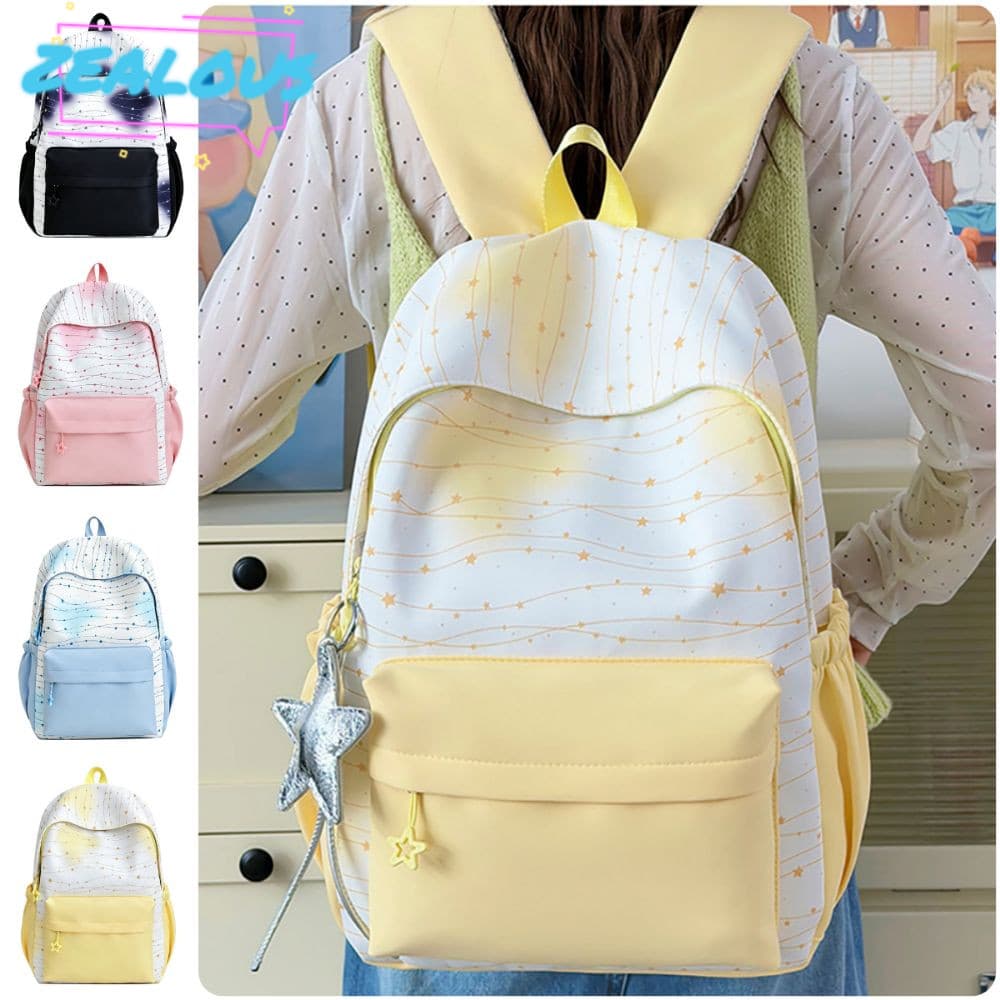 Bolsa Escolar ZEALOUSSS , Mochila De Lona Multicolorida , De Ombro Com Cinto Ajustável De Grande Capacidade