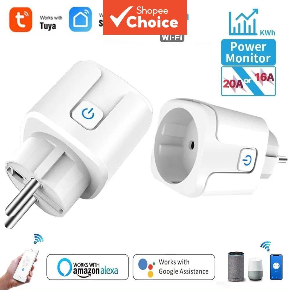 Tomada Inteligente WiFi Ue 16A/20A Com Função De Temporização Do Monitor De Energia Para Tuya Life APP Funciona