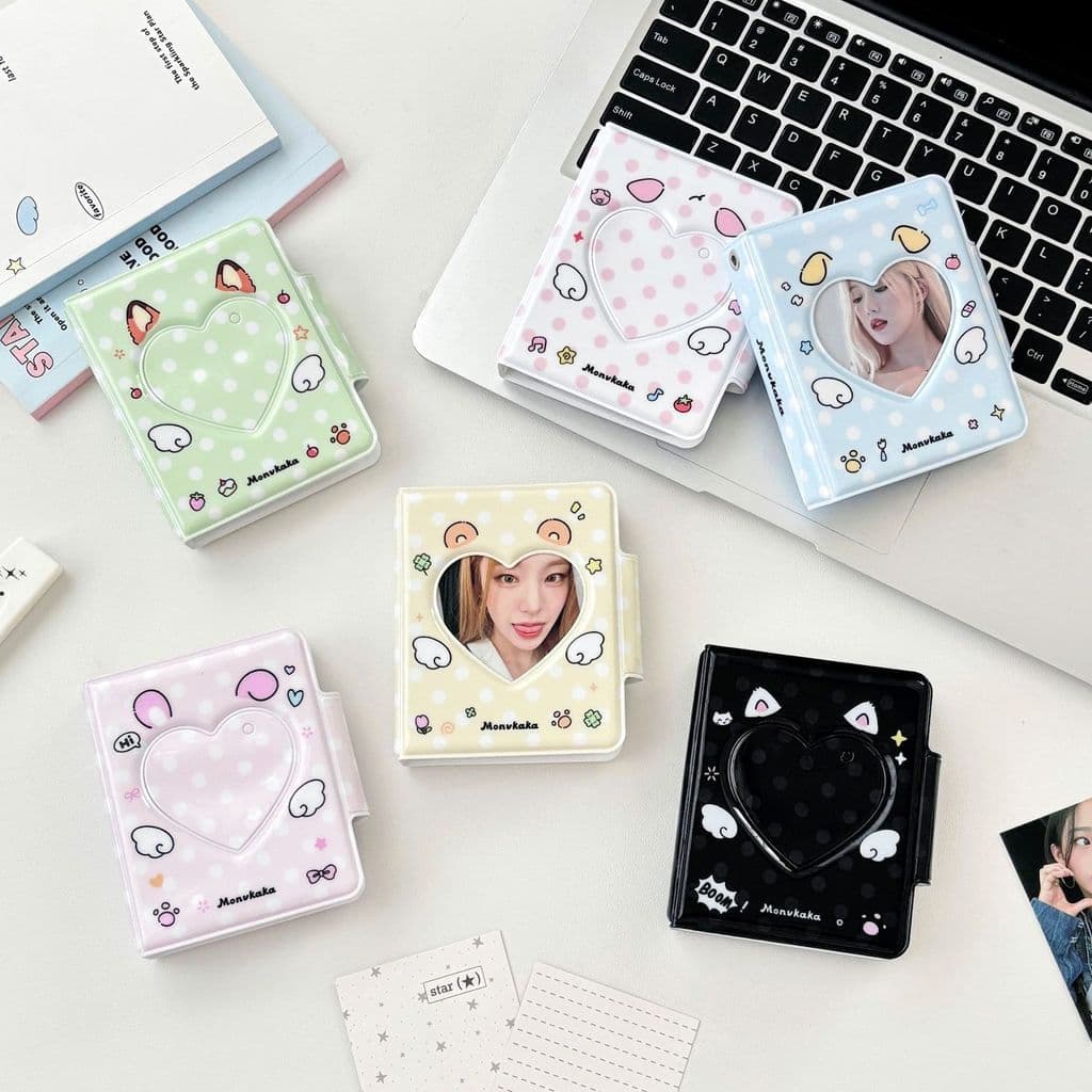 Álbum De Cartões De 3 Polegadas Com Orelha De Desenho Animado , Slot Único , Organizador Pequenos Idol