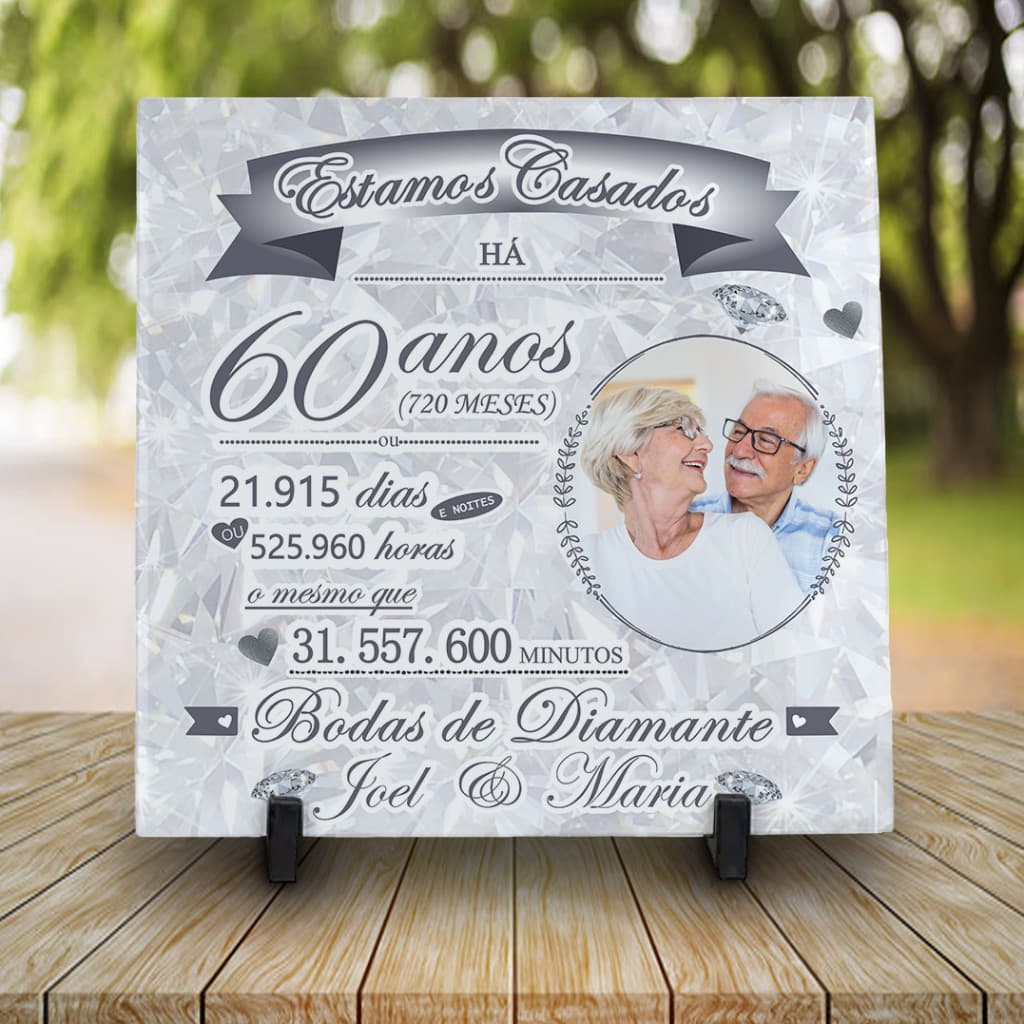 Azulejo Personalizado para Bodas de Diamante Com Foto