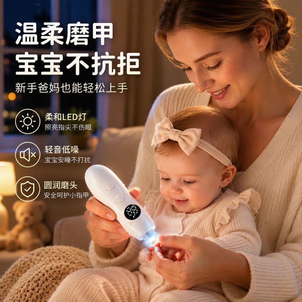 Novo LED crianças polidor de unhas elétrico doméstico bebê segurança manicure faca adulto portátil dispositivo manicure