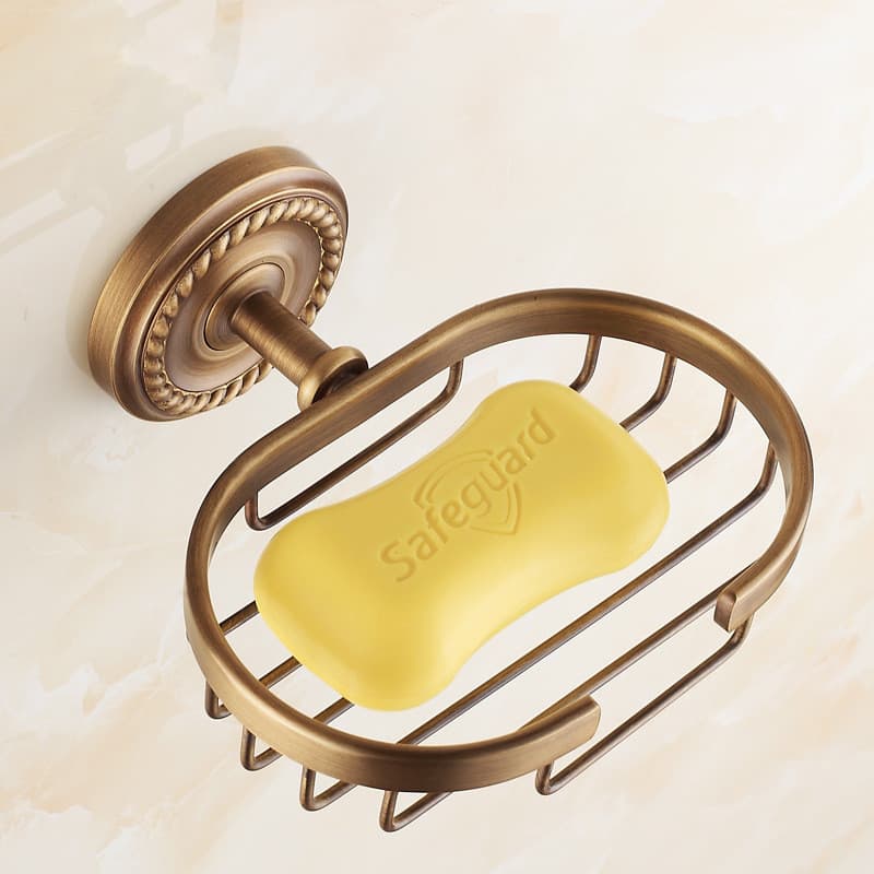 Todo o cobre estilo europeu banheiro antigo Retro fixado na parede sabão Net saboneteira saboneteira caixa de sabão