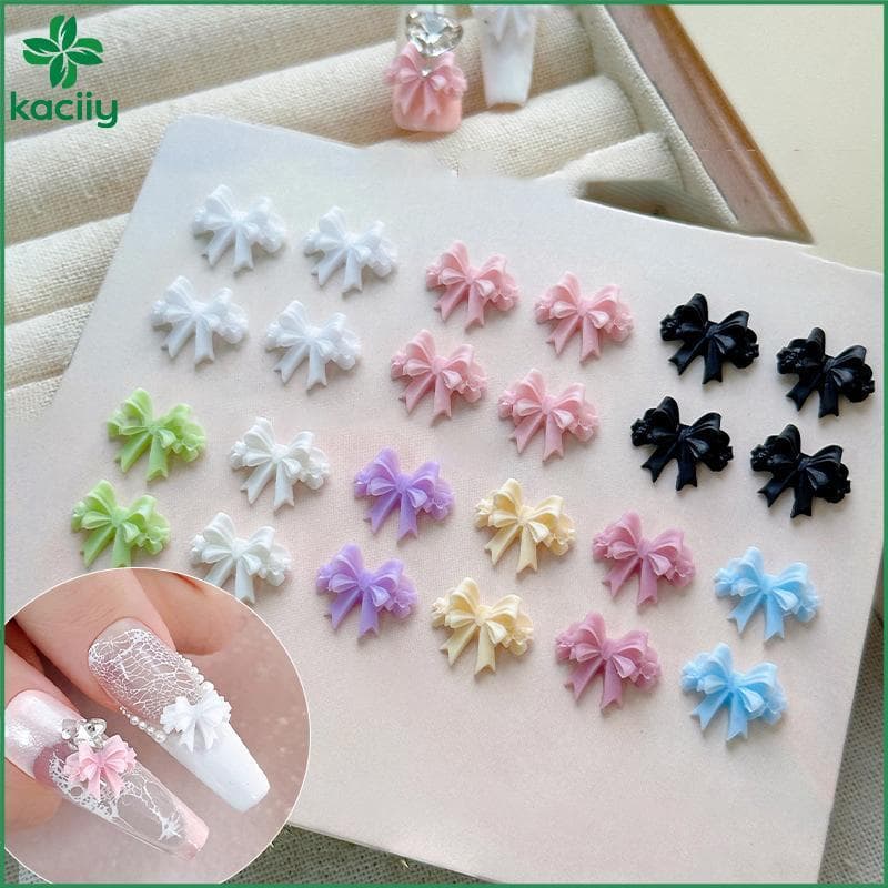 KC 30 Peças Fita Arco Amuletos De Unhas Decoração De Gravata De Arte De Unha Acessórios Kawaii Suprimentos De Design De
