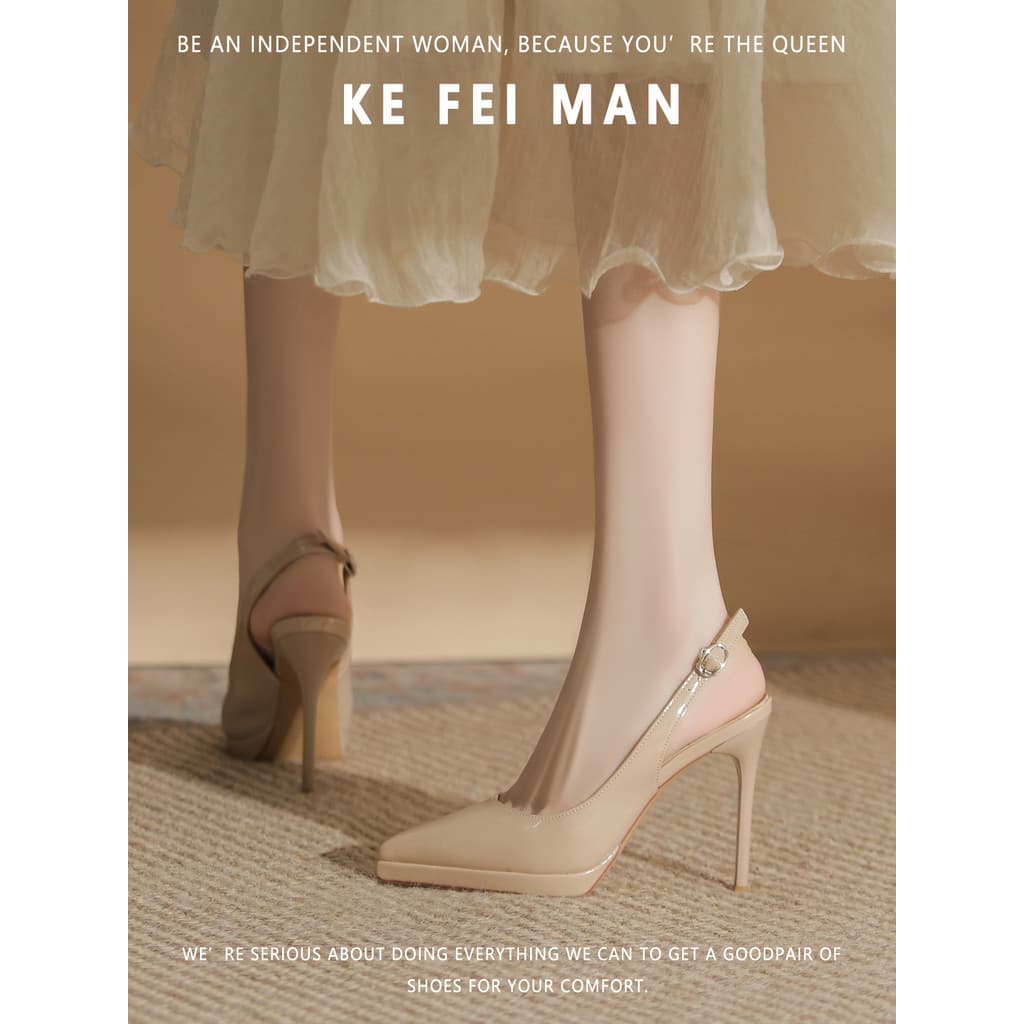 [Coffeyman] Plataforma de couro envernizado salto alto feminino verão 12 cm salto Super alto bico fino sapatos Stiletto