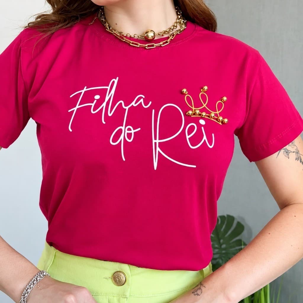 Camiseta Feminina Moda Evangélica Filha do Rei 100% Algodão
