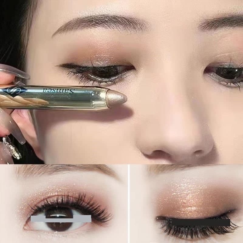 Xiaohongshu venda quente Shengxi alto brilho sombra vara preguiçoso sombra caneta dupla cabeça deitado bicho da seda per