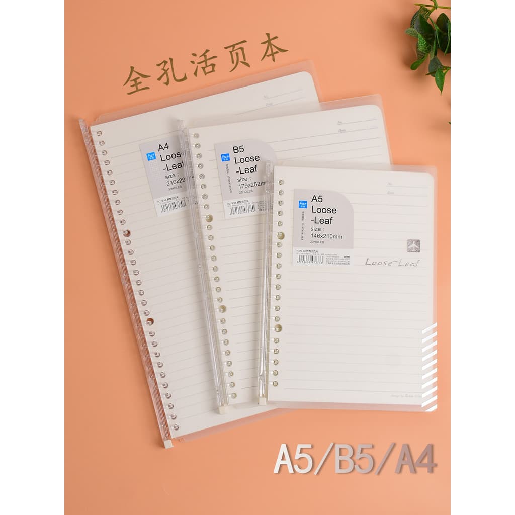 Chifre chifre caderno de folhas soltas estilo transparente linha Horizontal caderno de folhas soltas A5B5A4 caderno de e