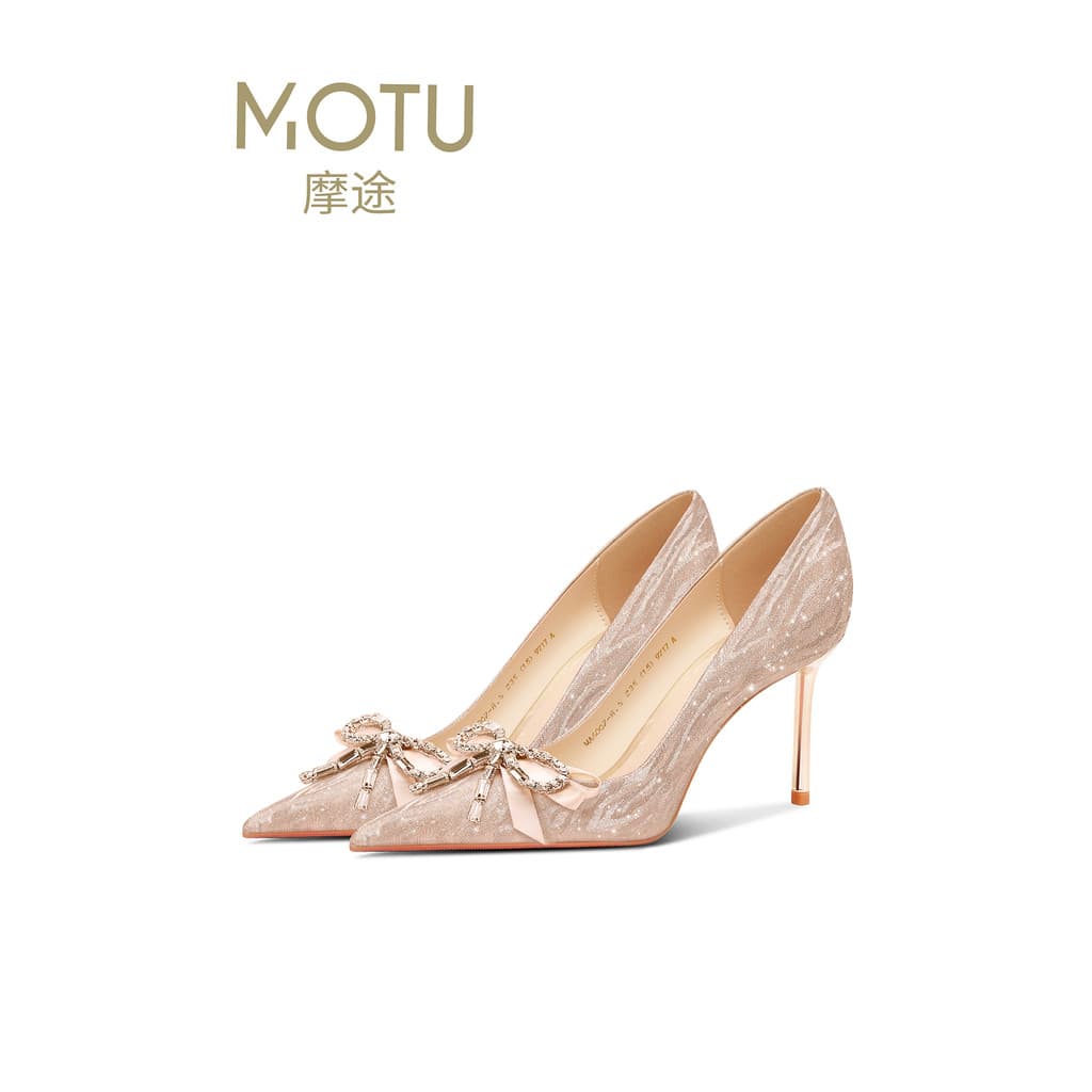 Sapatos de casamento de salto alto de cristal vestido de casamento feminino vestido principal com Cheongsam atmosfera pi