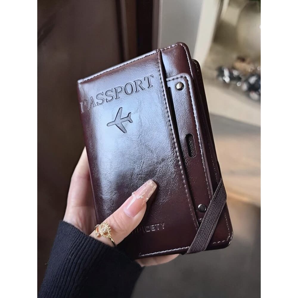 Bolsa de armazenamento de passaporte porta-cartões carteira integrada porta-cartões capa protetora de documentos no exte