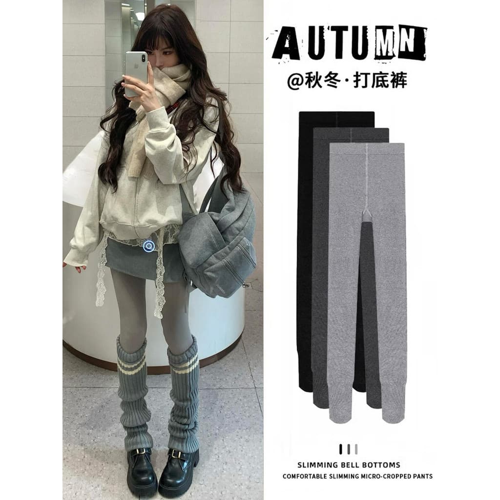 Cinza cintura alta leggings feminino outono inverno 2025 novo estilo mais magro olhar exterior Wear velo quente leggings
