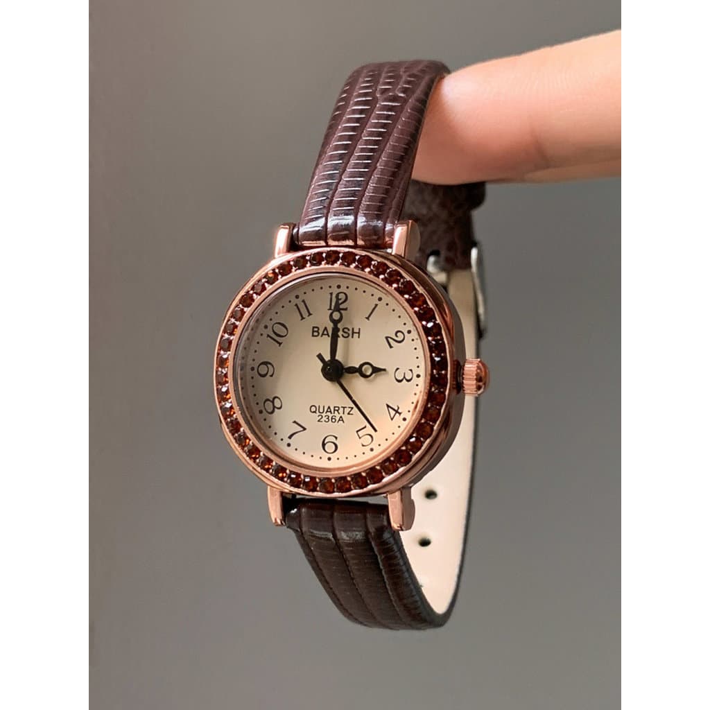 relogio feminino relogio feminino luxo Estilo britânico Retro relógio cravejado de diamantes feminino estudante escritór