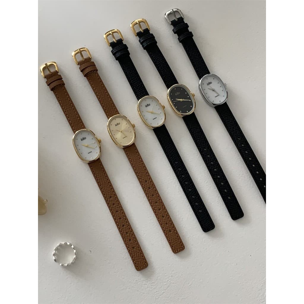 relogio feminino relogio feminino pequeno Fritillaria Relógio Feminino Mostrador Oval Moda Design Simples ins Estilo Pre
