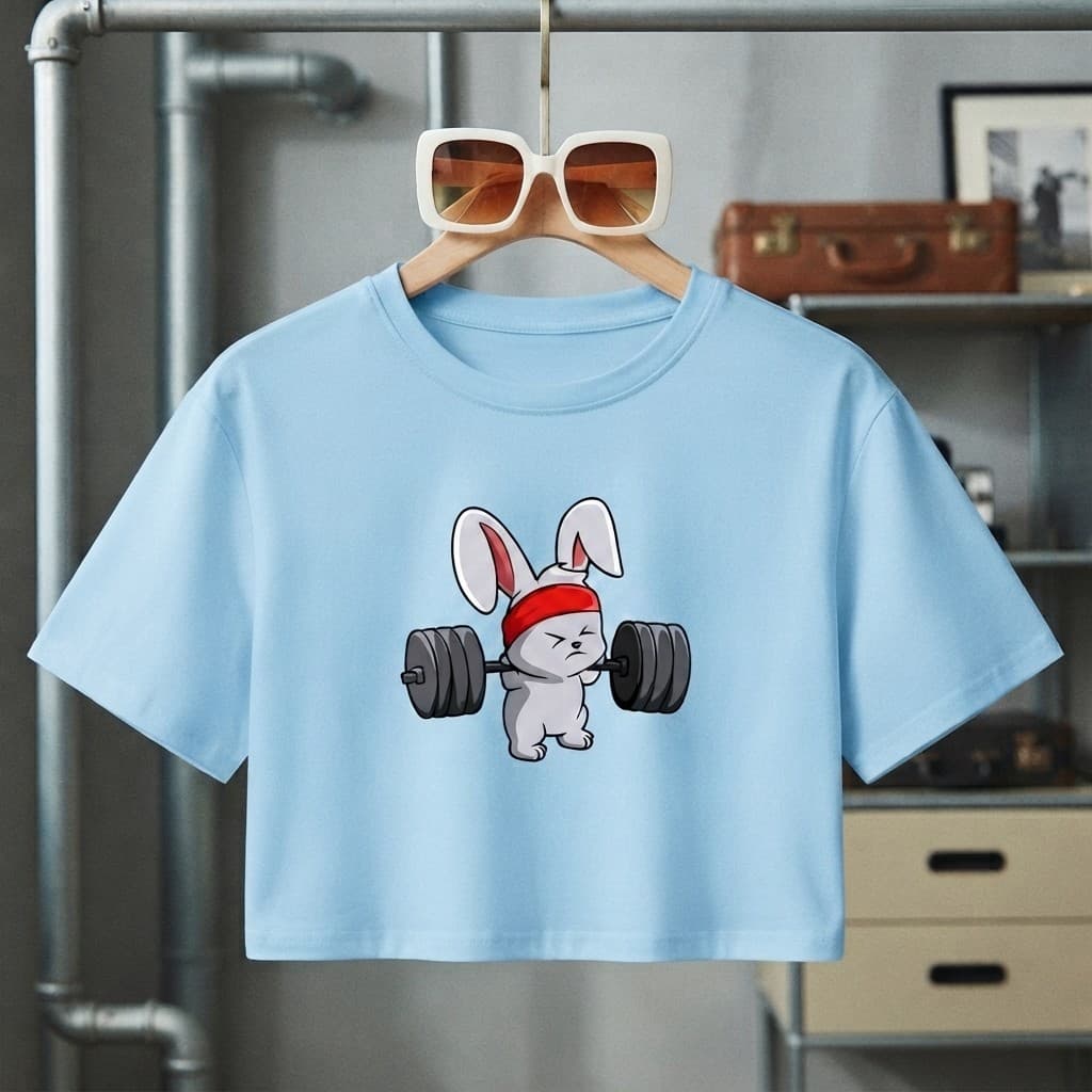 Cropped Feminino Estampado Coelho Gym Academia Algodão Blusinha Fashion Estilosa Moderna Elegante