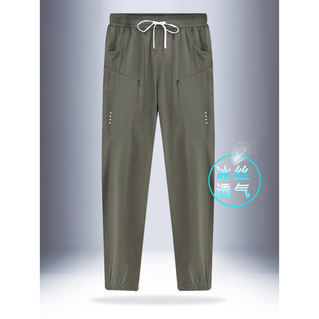 Calças de secagem rápida de verão calças Leggings masculinas soltas cordão reto estiramento estilo fino respirável calça
