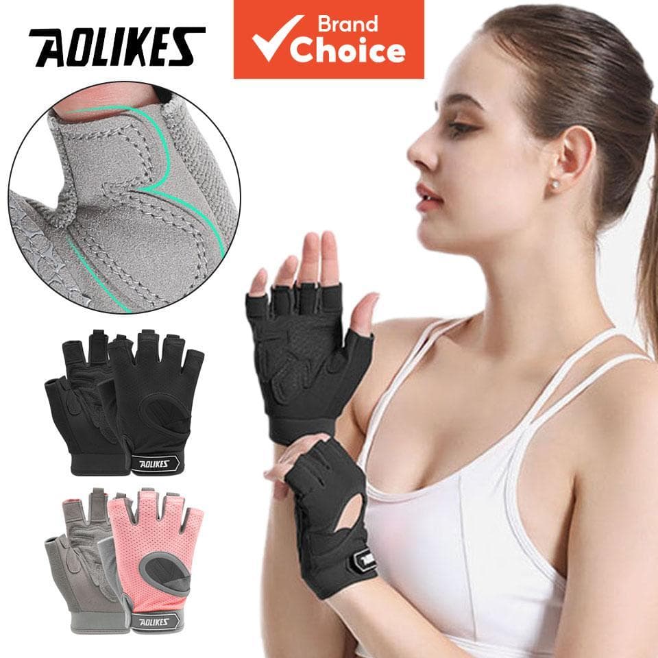 Aolikes 1 par de luvas de treino respiráveis, luvas de exercício de academia sem dedos para levantamento de peso,