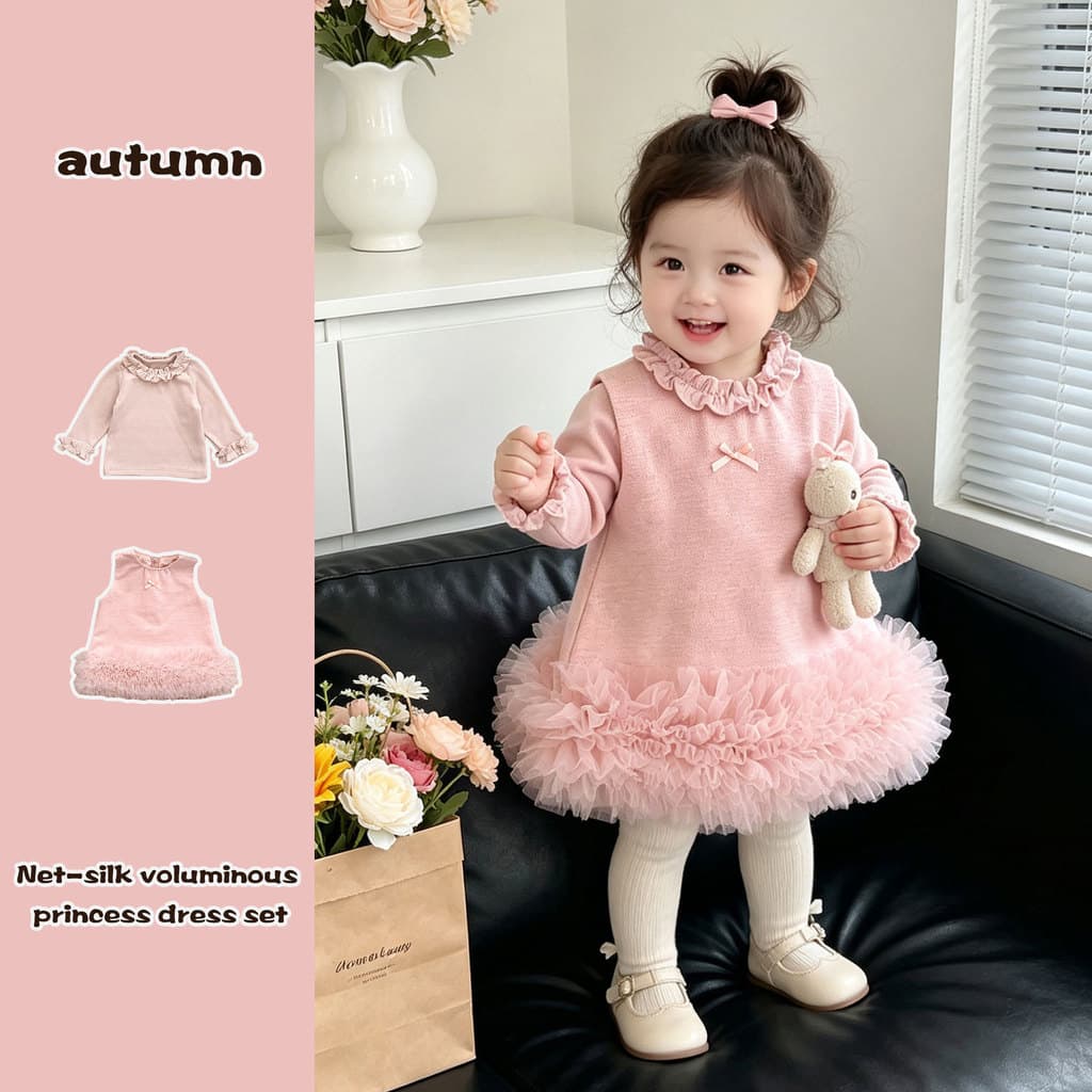 Menina bebê outono estilo ocidental princesa estilo colete vestido aniversário banquete gaze Pettiskirt terno INSD