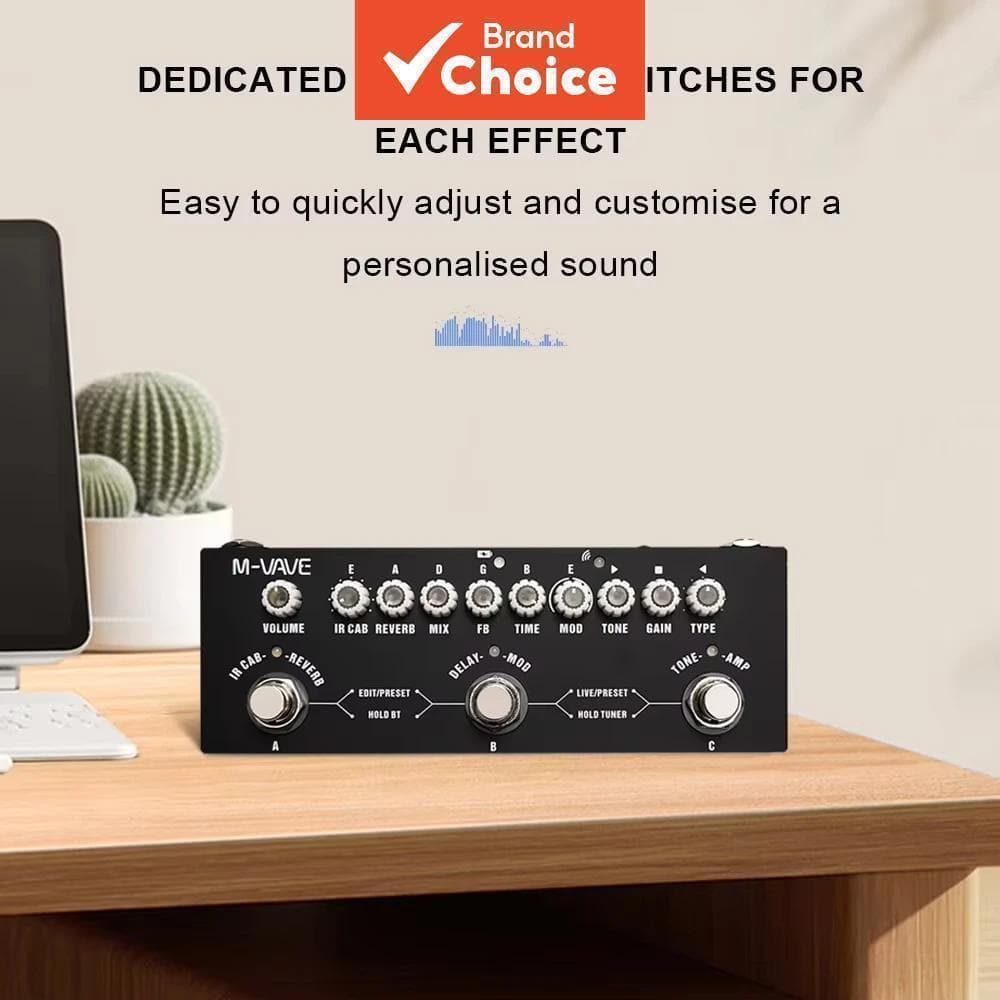 Pedal De Guitarra Multiefeitos M-VAVE Embutido Gabinete IR Reverb Atraso Modulação Sintonizador Elétrica Multi Efeito St