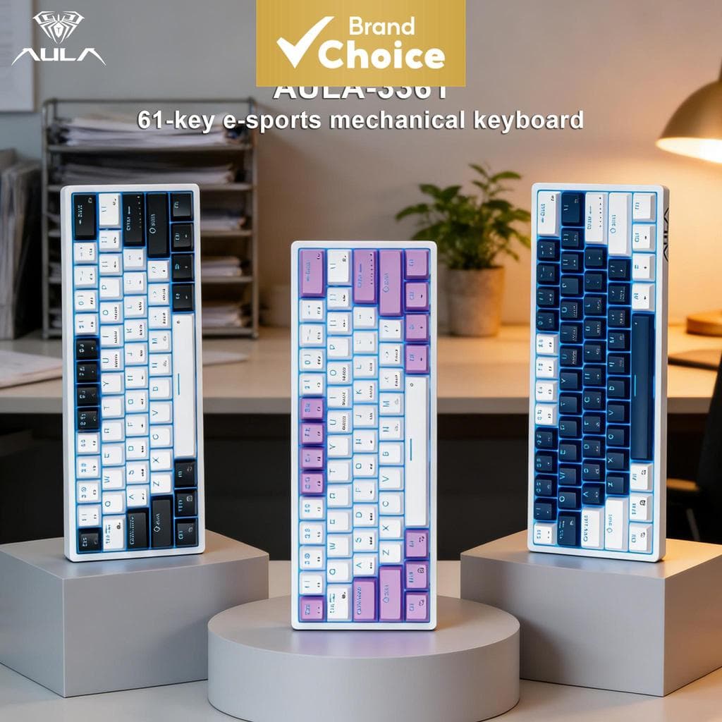 Teclado Mecânico de Jogo com Fio AULA F3361 Mini Teclado 60% ergonômico USB intercambiável quente RGB retroiluminado
