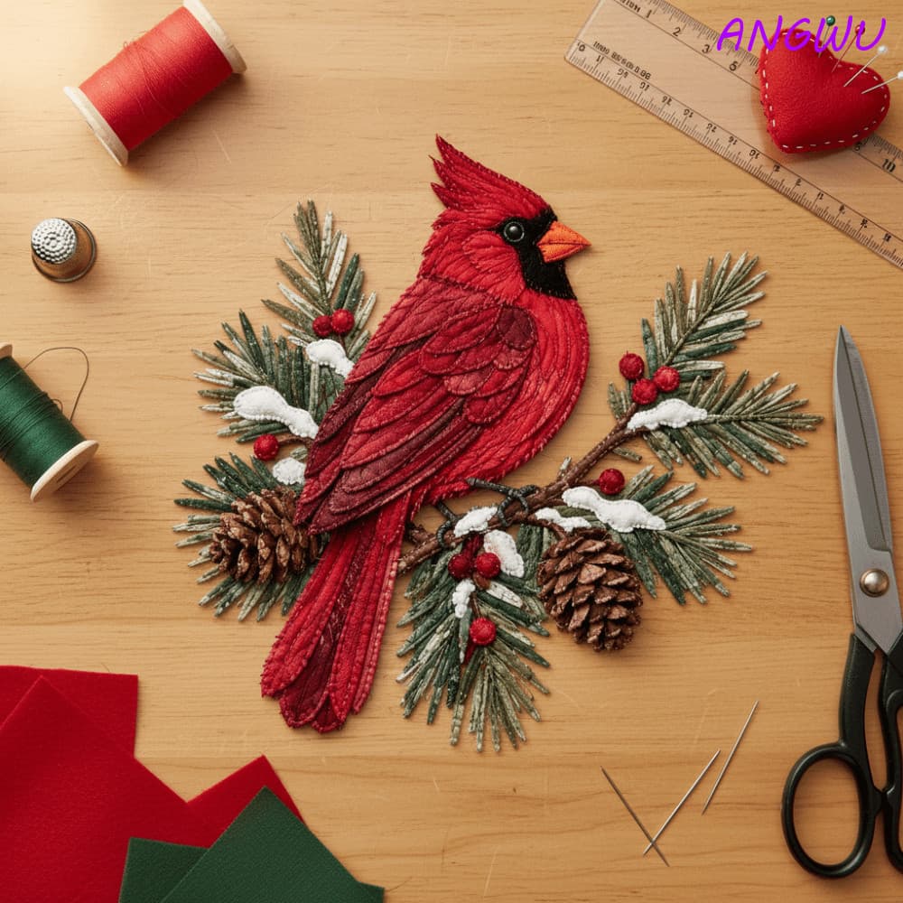 ANGWU Colcha De Natal Arte Costura Artesanal , Com Orientação Tecido Pré-Cortado Kit De Pintura De Em Patchwork
