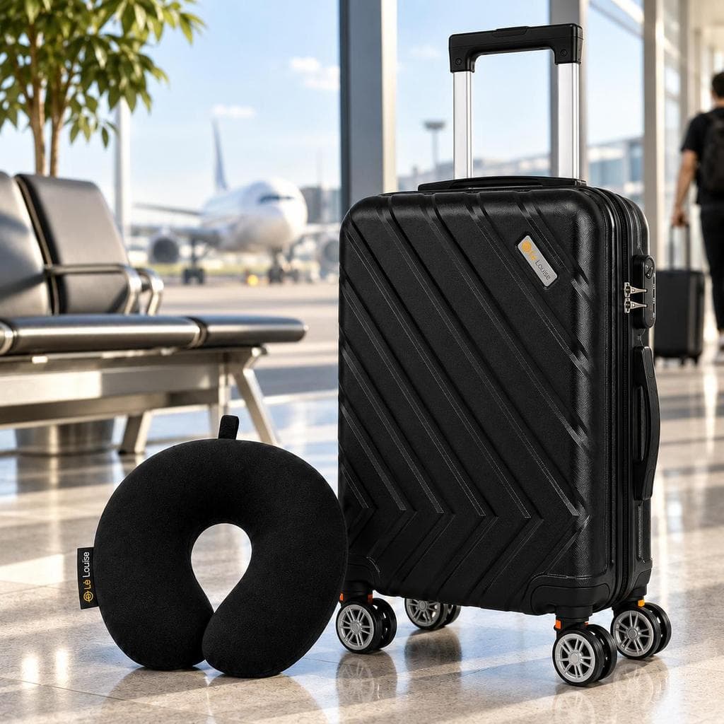 Mala de Viagem de Bordo 10kg com Travesseiro de Pescoço Mala Rígida  ABS Rodas Removíveis Giro 360º Permitida pela Anac