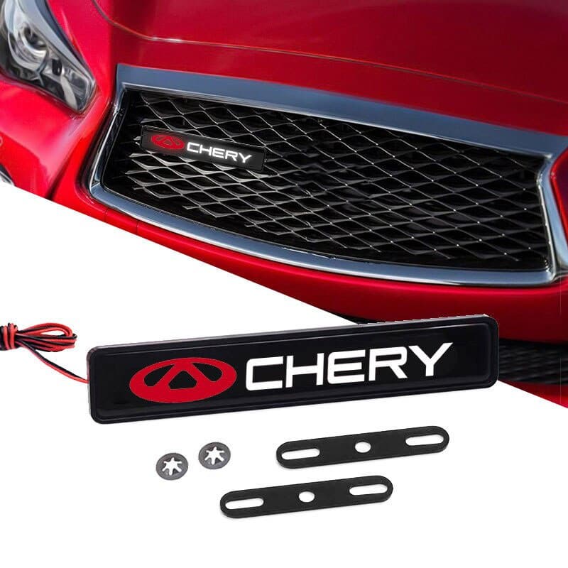 1 Peça de Lâmpada LED Decorativa para Rede Frontal com Logotipo de Carro, Acessório Automotivo para Chery Fulwin QQ IQ T
