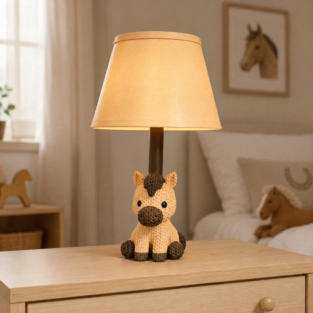Luminária Infantil Cavalo Abajur Decorativo para Quarto de Bebê Tema Fazendinha 28 cmLuminária Infantil Cavalo Abajur De