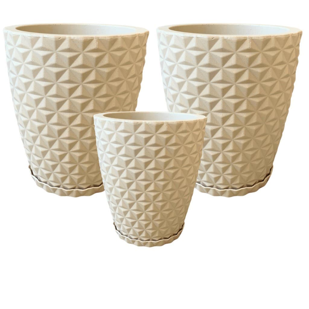 Conjunto 2 Vasos Nº3 E Um Vaso Nº2 P/ Plantas ou Flores Jardim Casa Em Polietileno Diamante Decorativos Modernos