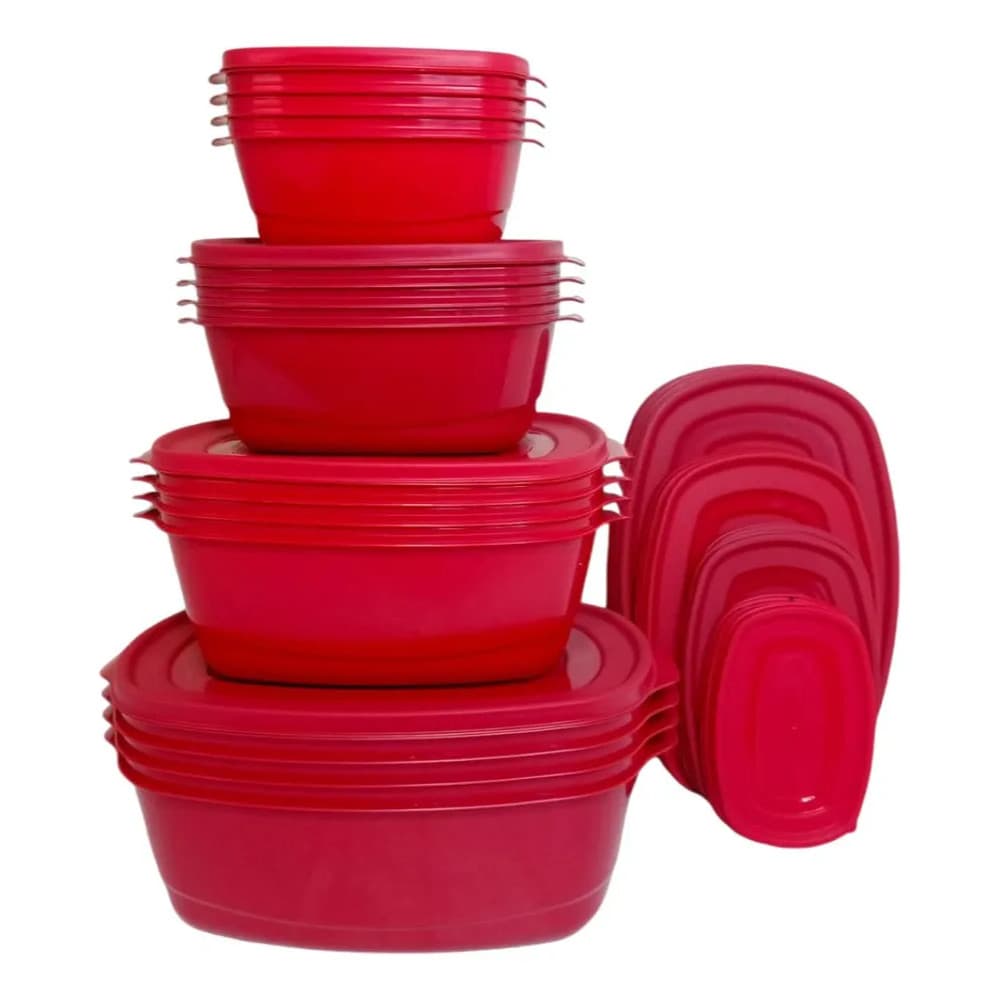 2x Kit Potes Herméticos Plástico 16 Pçs Cozinha