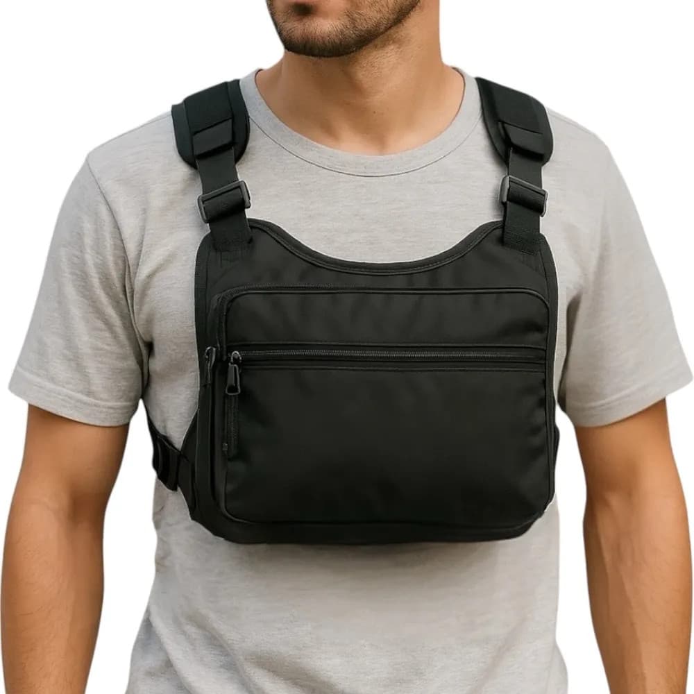 2x Pochete Masculina Peito Bolsa Transversal Prática