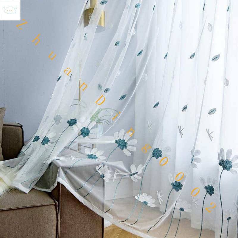 Cortina Transparente Com Padrão De Flor TIANCHUANG , Cortinas De Janela Transparentes Margaridas , De Tule De Gaze Român