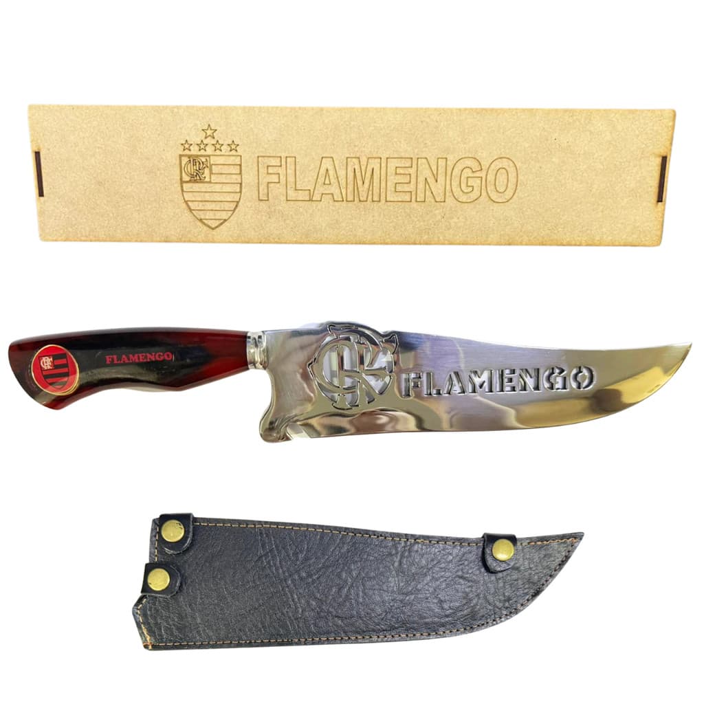 Faca Artesanal Picanheira Flamengo Híbrido Aço Inox 420