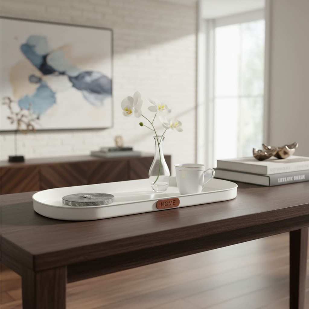 Bandeja Oval Ferro 30cmx 10cm Decoração Lavabo Mesa Apoio Colors