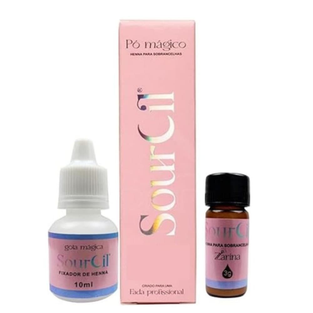 Kit Henna Sourcil Castanho Escuro 3g E Fixador 10ml