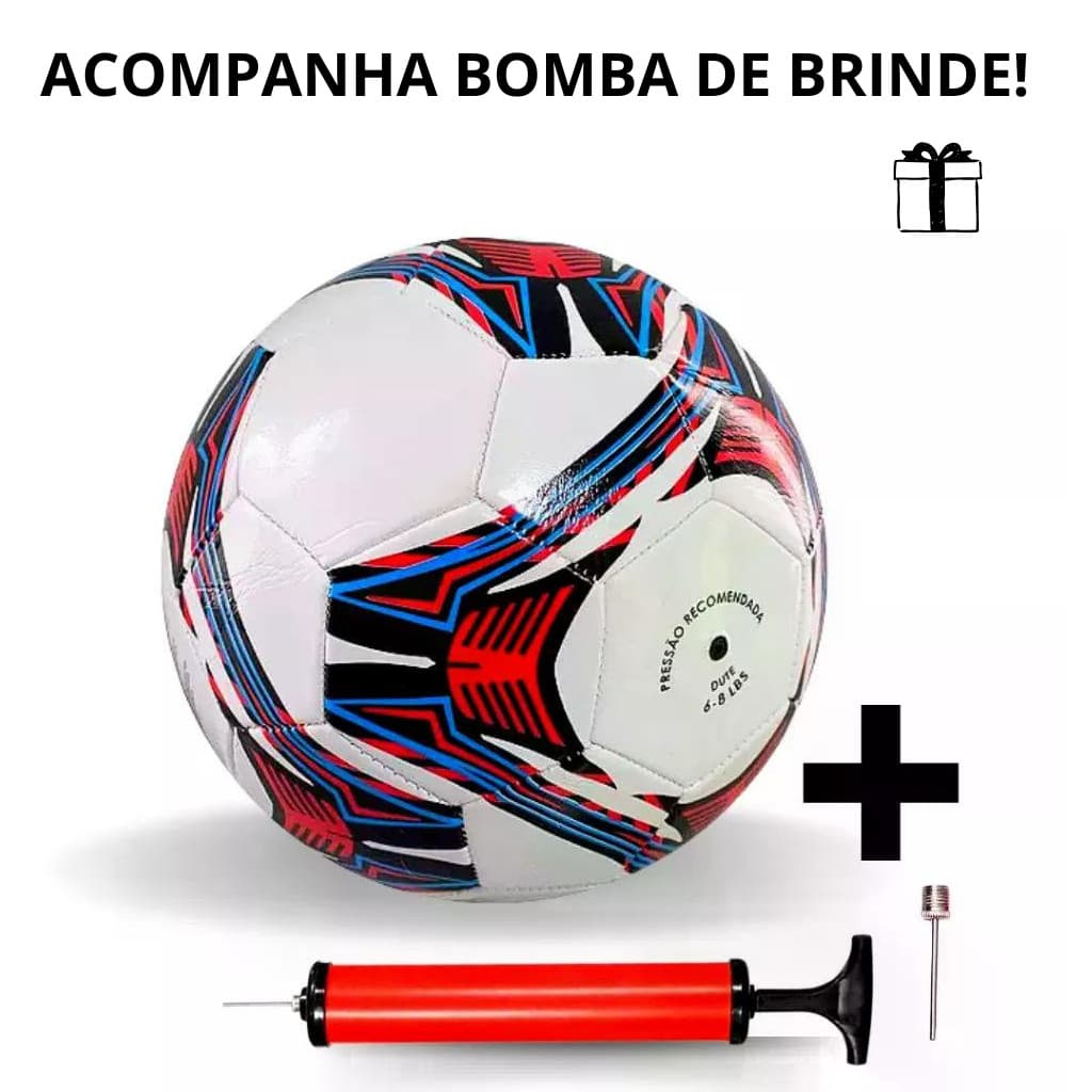 Kit com 10, 15, 20, 25, 30 ou 40 Bolas de Futebol Tamanho 5 + Bomba De Brinde – Couro Sintético Costurada Infantil