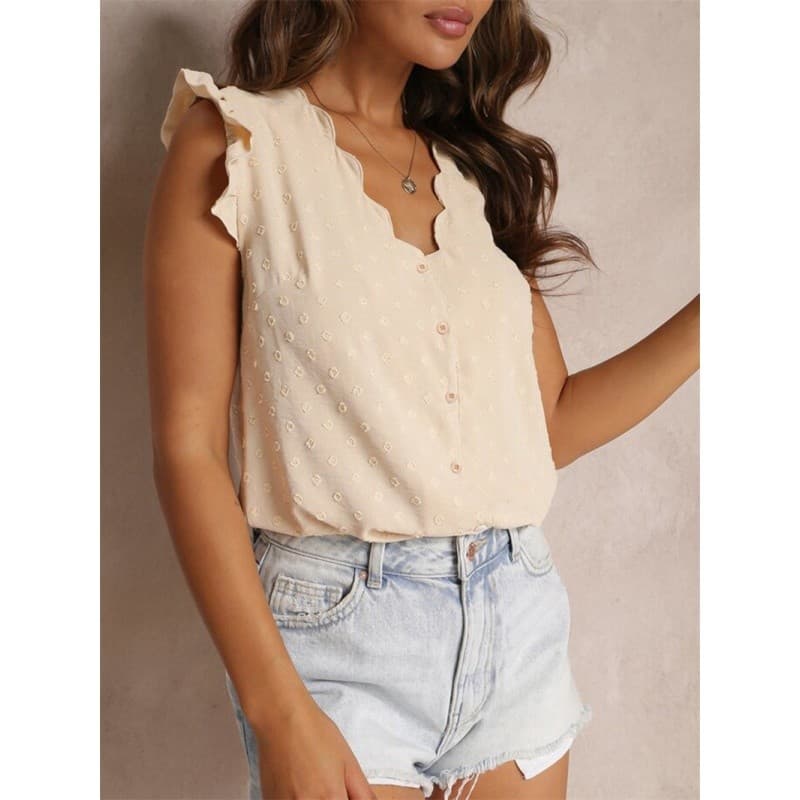 Moda Feminina Blusa casual Senhoras Topos Com Decote Em V Jacquard Camisa Versátil