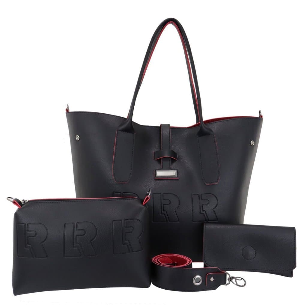 KIT BOLSA FEMININA GRANDE 03 PEÇAS OMBRO,BLOGUEIRA+CARTEIRA+NECESSAIRE LUXO, LR07