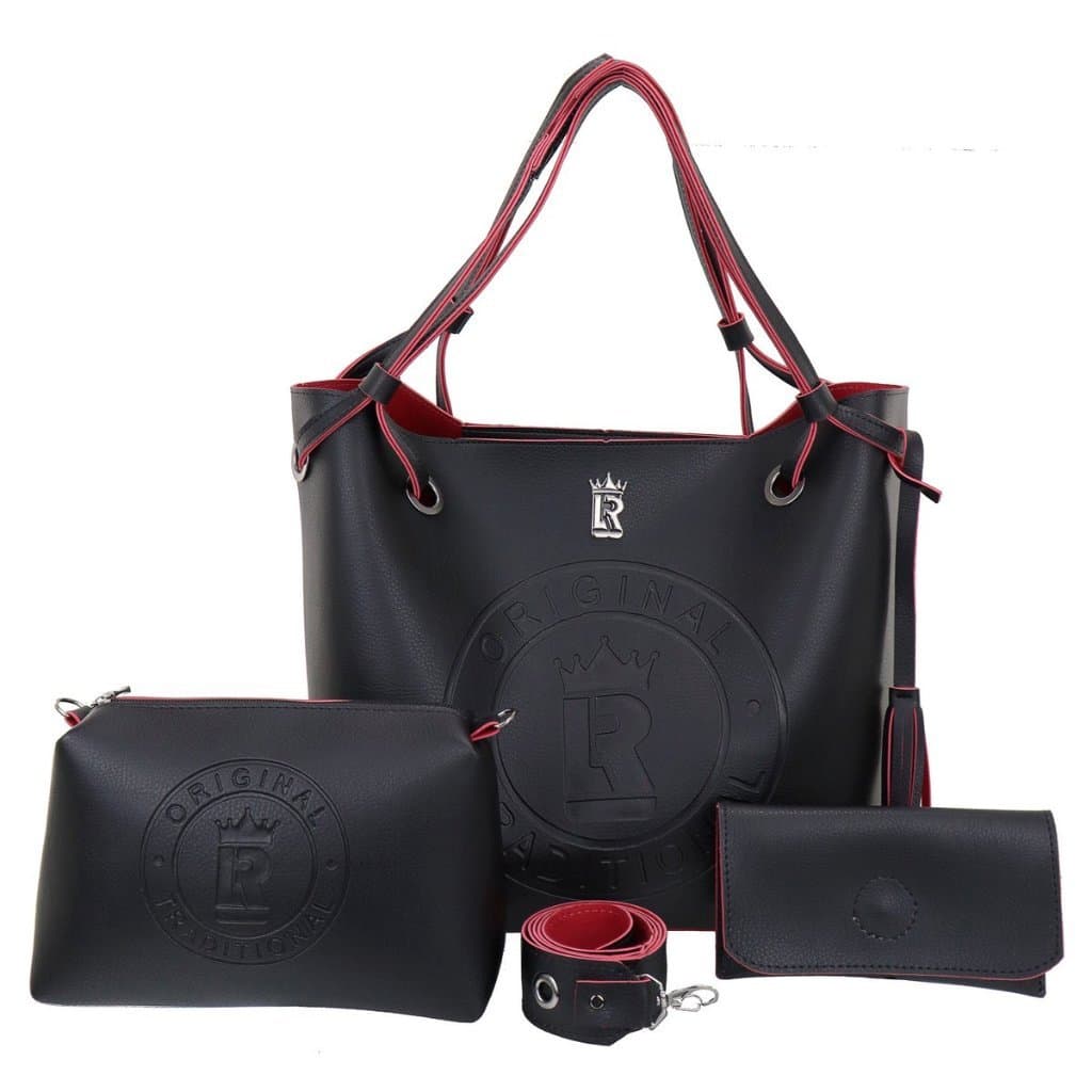 KIT BOLSA FEMININA GRANDE 03 PEÇAS OMBRO, BLOGUEIRA+CARTEIRA+NECESSAIRE LUXO LR17