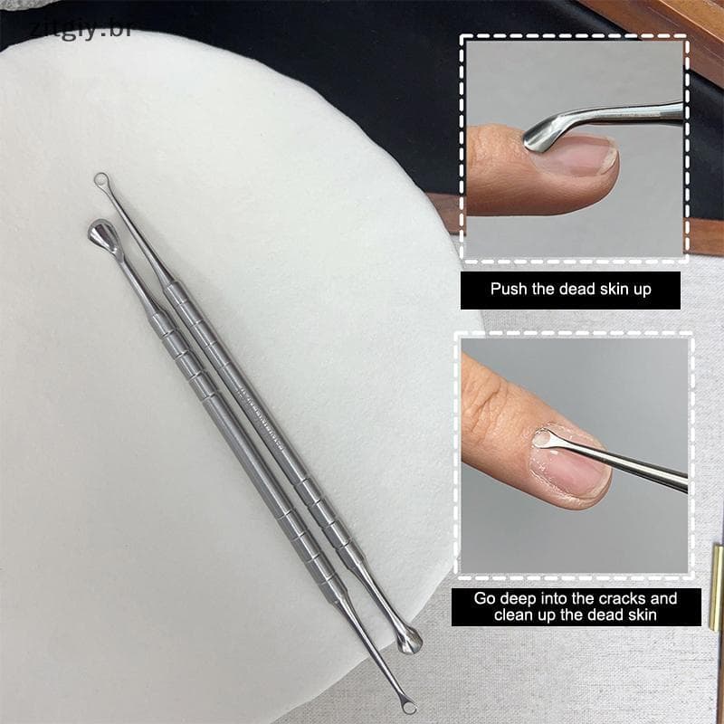 [zitgiy] Removedor De Cutícula De Aço Inoxidável De Duas Cabeças , Empurrador De Unhas , Limpo , Círculo De Pele Morta ,